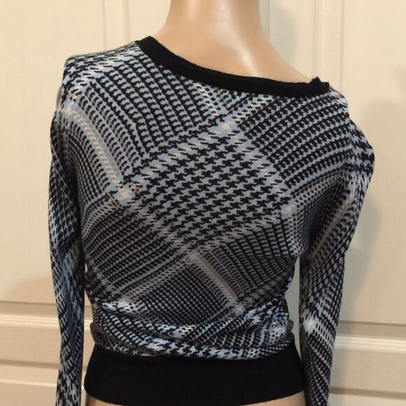 New York & Company Light Blue/Black/White Cardigan - Picture 2 of 6